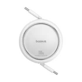   Baseus ACC Baseus Free2Draw Mini Retractable Charging Cable Type-C to Type-C 100W 1m felcsévélhető gyorstöltő adatkábel, fehér