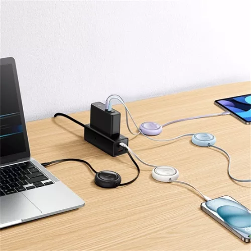 Baseus ACC Baseus Free2Draw Mini Retractable Charging Cable Type-C to Type-C 100W 1m felcsévélhető gyorstöltő adatkábel, kék