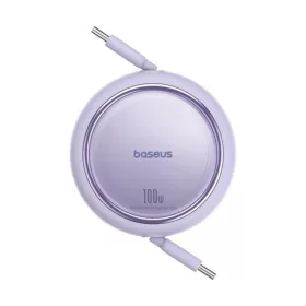   Baseus ACC Baseus Free2Draw Mini Retractable Charging Cable Type-C to Type-C 100W 1m felcsévélhető gyorstöltő adatkábel, lila
