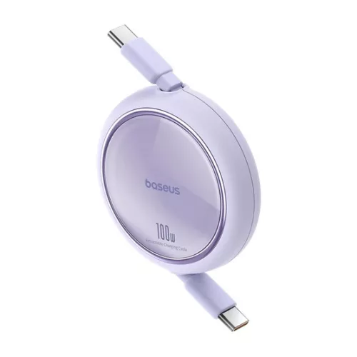 Baseus ACC Baseus Free2Draw Mini Retractable Charging Cable Type-C to Type-C 100W 1m felcsévélhető gyorstöltő adatkábel, lila