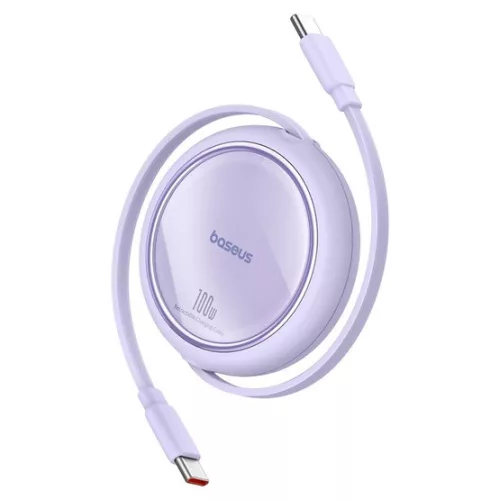 Baseus ACC Baseus Free2Draw Mini Retractable Charging Cable Type-C to Type-C 100W 1m felcsévélhető gyorstöltő adatkábel, lila