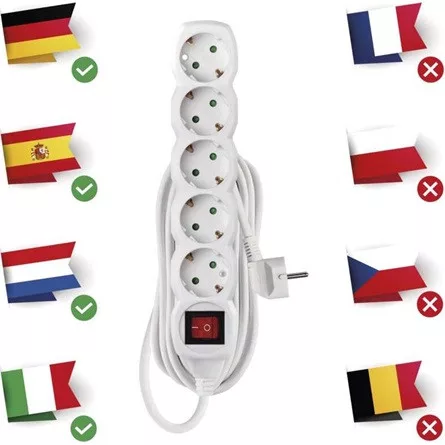 Emos P1525R 5 aljzat 5méter 1,5mm2 kapcsolós fehér hosszabbító
