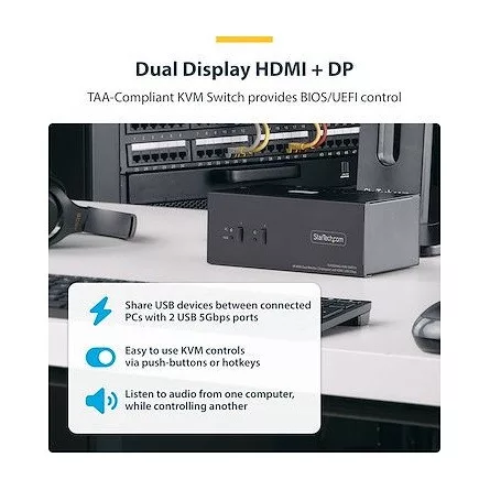 StarTech 2-PORT DISPLAYPORT + HDMI KVM DISPLAYPORT + HDMI 4K 60HZ