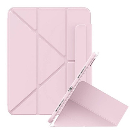 Baseus IPAD Air 11 (2024) BASEUS MINIMALIST tok álló, bőr hatású aktív FLIP, ceruza tartó, RÓZSASZÍN