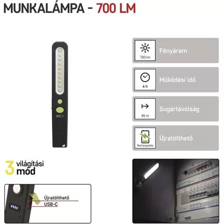 Emos P4538 SMD LED + LED 700lm akkumulátoros lámpa
