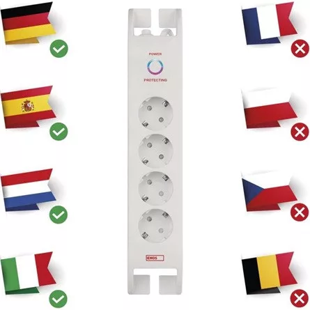 EMOS P54212 2m 900J SCHUKO 4 csatlakozós túlfeszültség védett elosztó