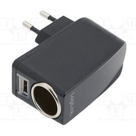   LogiLink Hálózati szivargyújtó töltő, + 1-port USB, 1000mA hálózati töltő adapter