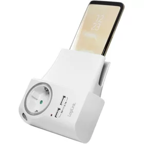   LogiLink USB Power Socket Adapter, 2x USB ports with phone holder