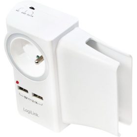   LogiLink USB Power Socket Adapter, 2x USB ports with phone holder, french type