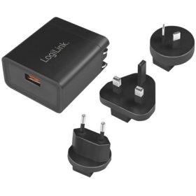   LogiLink PA0188 Travel Charger 18W univerzális hálózati töltő adapter 3-plug 100+ ország (QC3.0)