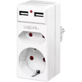 LogiLink Socket adapter, 1x CEE7/16 + 1x CEE7/3 + 2x USB-A
