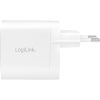 LogiLink USB tápcsatlakozó adapter, 2x USB-C port (PD), GaN-technológia, 40 W