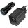 Logilink USB töltőkészlet, autós és váltóáramú, USB-C/F + USB-A/F, 5 V/15 W, fekete