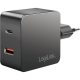 LogiLink Loiglink Kettős USB-csatlakozós adapter, 1x USB-A, 1x USB-C, GaN, 45 W, fekete