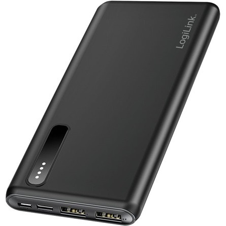 Logilink Power bank 8000 mAh, 2x USB-A, 2 az 1-ben kábel, fekete