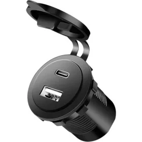   Logilink Dupla autós beépített töltőadapter, 1x USB-A, 1x USB-C, 60 W, fekete