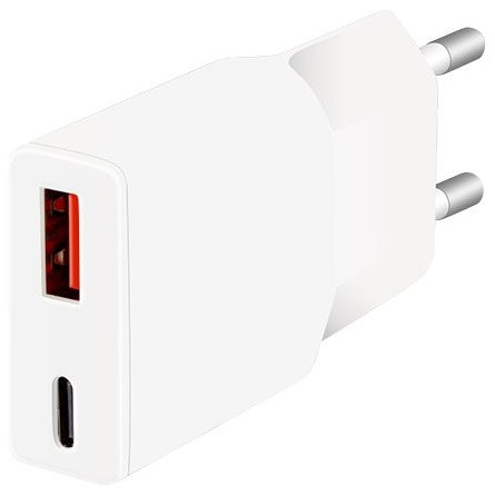 Logilink Dual-USB GaN töltő, 1x USB-C (PD), 1x USB-A (QC), 20 W, fehér