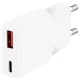 Logilink Dual-USB-C GaN töltő, 1x USB-C (PD), 1x USB-A (QC), 30 W, fehér