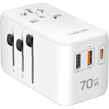 LogiLink PA0357 Travel 2500W univerzális hálózati töltő adapter fehér