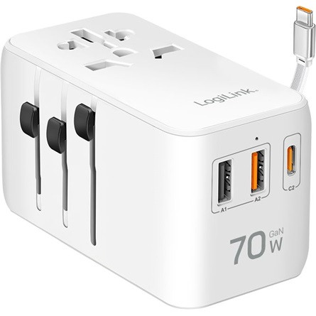 LogiLink PA0357 Travel 2500W univerzális hálózati töltő adapter fehér