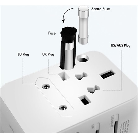LogiLink PA0357 Travel 2500W univerzális hálózati töltő adapter fehér