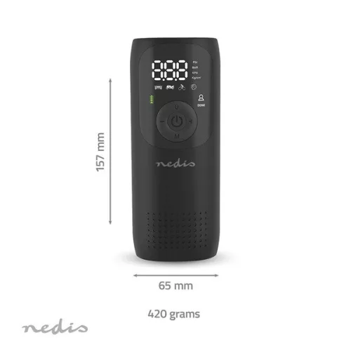 Nedis PAAC10BK automata akkumulátoros kompresszor 0,1 - 10,3 Bar, nyomásmérővel