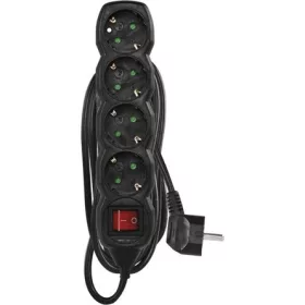   Emos PC1425R 5m/ 4aljzat/kapcsolós/fekete/PVC/1,5mm2 hosszabbító