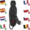 Emos PC1425R 5m/ 4aljzat/kapcsolós/fekete/PVC/1,5mm2 hosszabbító