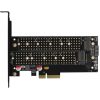 Axagon PCEM2-DC 2-port M.2 M.2 NVME PCIe x4 bővítőkártya fekete