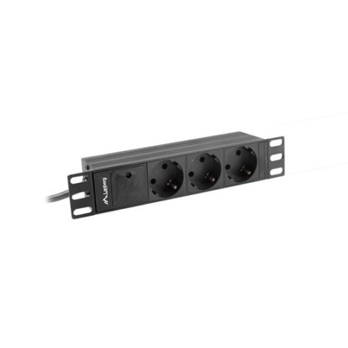 Lanberg 10" PDU/elosztósor 1U 16A 2m 3x Schuko aljzat, fekete