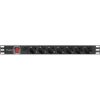 Lanberg 19" PDU/elosztósor 1U 10A 2m 7x Schuko aljzat, fekete C14