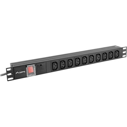 Lanberg 19" PDU/elosztósor 1U 10A 2m 10X IEC C13 aljzat, fekete C14