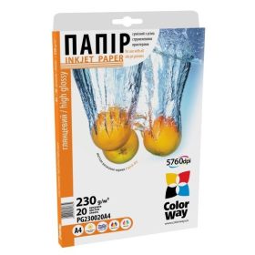   COLORWAY Fotópapír, magasfényű (high glossy), 230 g/m2, A4, 20 lap