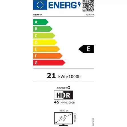 ASRock PG27FRS1A 27" FHD 280Hz ívelt Monitor