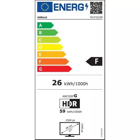 ASROCK PG27Q15R2A Gaming Monitor 27" VA, 2560x1440, HDMI/Displayport, 165Hz, HDR, Hajlított