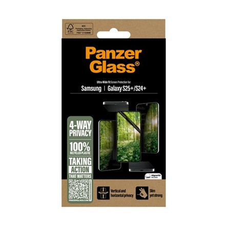 Panzerglass Samsung S25 Plus PANZERGLASS ECO MATRIX 4-WAY képernyővédő fólia matt, betekintés védelem + segédkeret, ÁTLÁTSZÓ