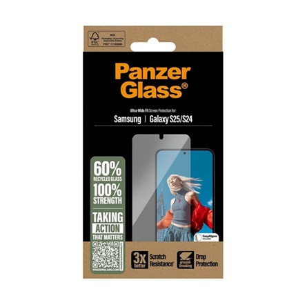 Panzerglass Samsung S25 PANZERGLASS képernyővédő üveg 3D, 9H, ÁTLÁTSZÓ