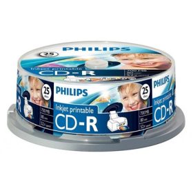   Philips CD-R80IWx25 cake CD-R írható CD lemez 700MB nyomtatható 25db
