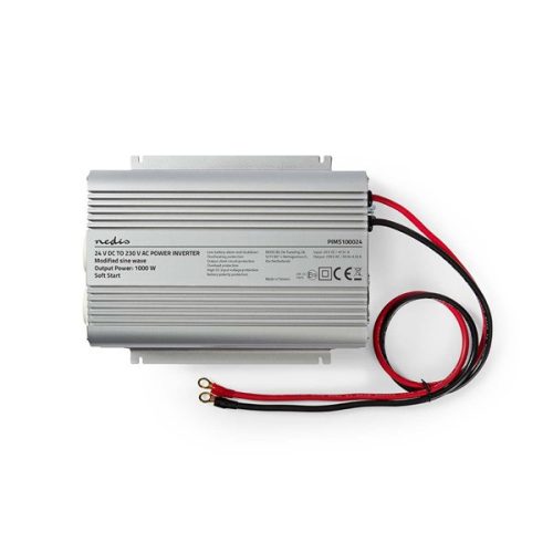 Nedis PIMS100024 24V DC - 230V AC inverter, 1000W, csúcsteljesítmény: 2400 W, akkumulátorsaru csatlakozás