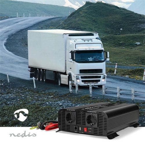 Nedis PIP200024FBK szinusz inverter 24V DC - 230V AC 50Hz, üzemi teljesítmény 2000W, csúcsteljesítmény 4000W