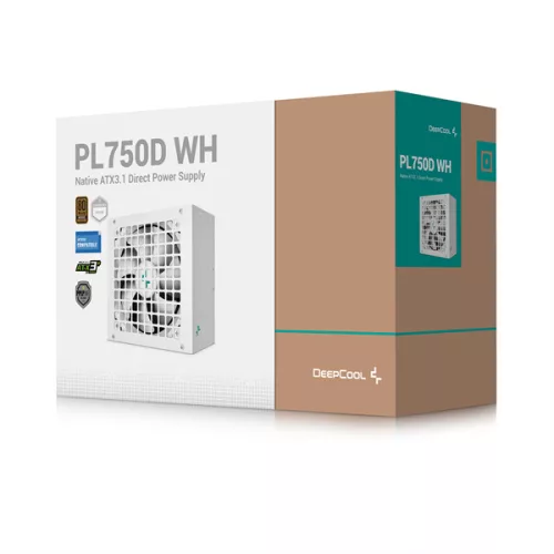 DeepCool Tápegység 750W - PL750-D WH (80 Plus Bronze, ATX3.0, Aktív PFC, 12cm, fehér)