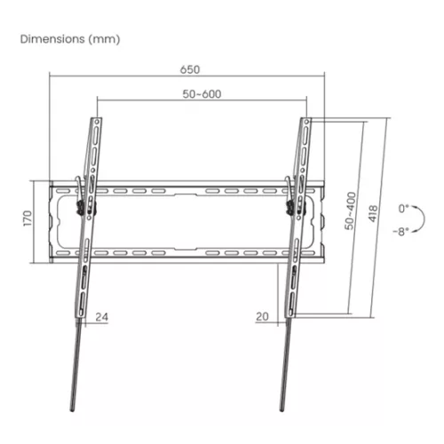 SBOX TVL SBOX PLB-3446T-2 37"-80" dönthető fali konzol