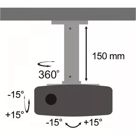 SBOX PM-18 Mennyezeti projektor tartó konzol, forgatható, dönthető, max. 13.5 kg