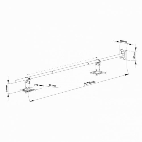 SBOX Fali projektor tartó konzol PM-300-3.0, forgatható, dönthető, max 15 kg