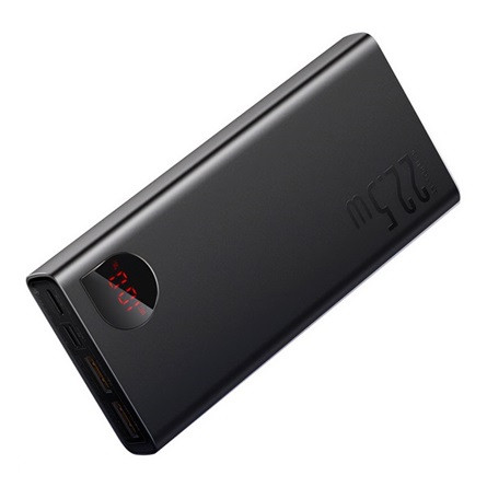 Baseus Adaman Metal gyorstöltő powerbank 20000 mAh, 22.5W, fekete + 3A USB Type-C, 30cm kábel