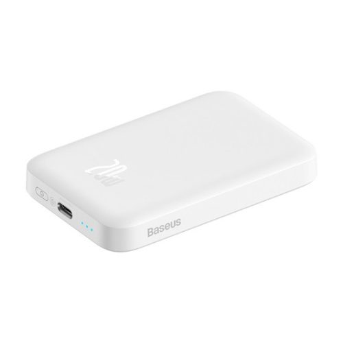 BASEUS MAGNETIC MINI OS vésztöltő Type-C aljzat 10000mAh, MagSafe + Type-C kábel, FEHÉR