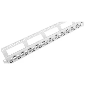   Lanberg Üres patch panel 24 port 1U 19" lépcsőzetes elrendezésű, tehermentesítővel, szürke