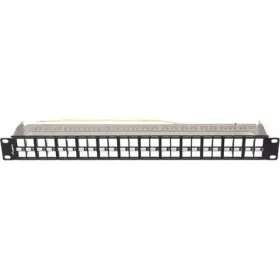   Lanberg Üres patch panel 48 port 1U 19" FTP, árnyékolt, tehermentesítővel, fekete