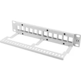   Lanberg Üres patch panel 12 port 1U 10" tehermentesítővel, szürke