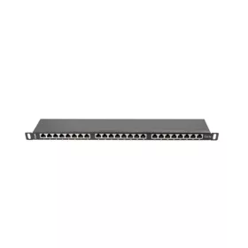   Lanberg Patch panel 24 port 0.5U 19" CAT.5e árnyékolt, fekete